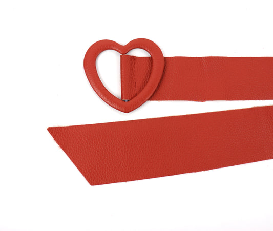Leather Belts with Unique Shapes- Lussoinpelle Heart belt - burnt orange 
