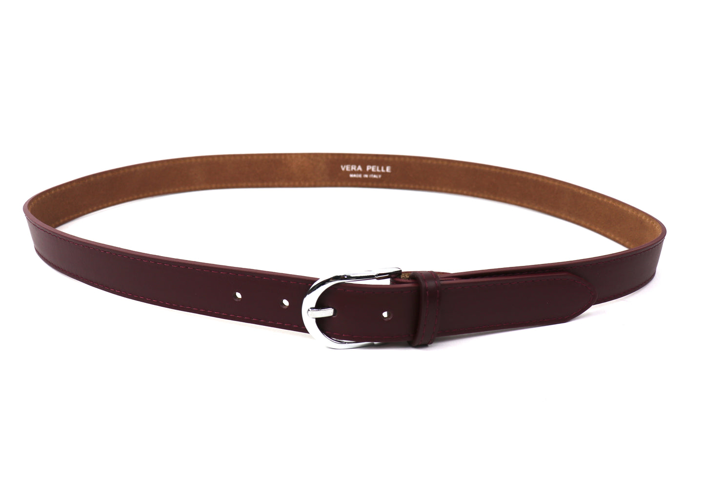 Vera Pelle Italian Leather Belt – Dark Tan, Dark Green, Burgundy, Chocolate, Black, Navy, Gold, and Silver