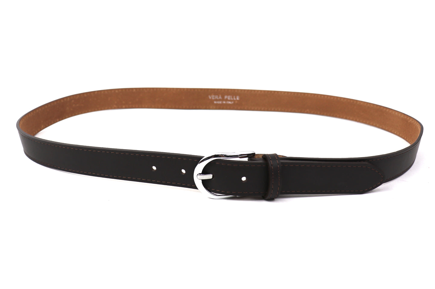 Vera Pelle Italian Leather Belt – Dark Tan, Dark Green, Burgundy, Chocolate, Black, Navy, Gold, and Silver