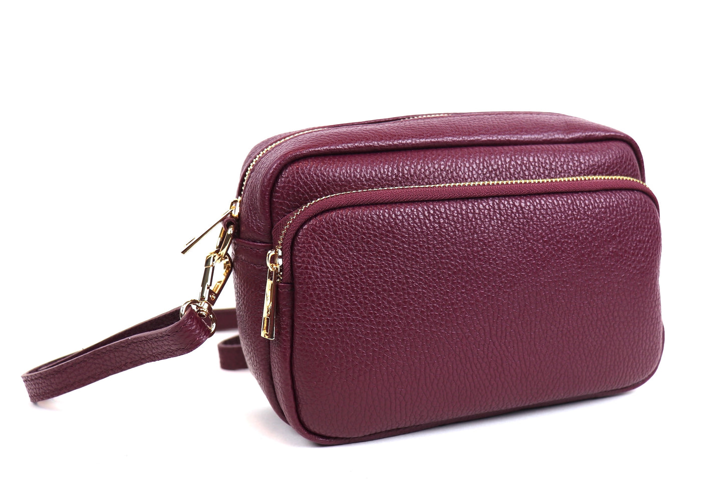 Double Zip Genuine Italian Leather Handbag