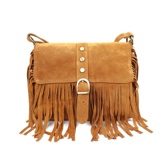 Suede crossbody/shoulder bag - Lussoinpelle Tan Crossbody bags