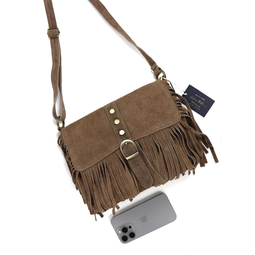 Suede crossbody/shoulder bag