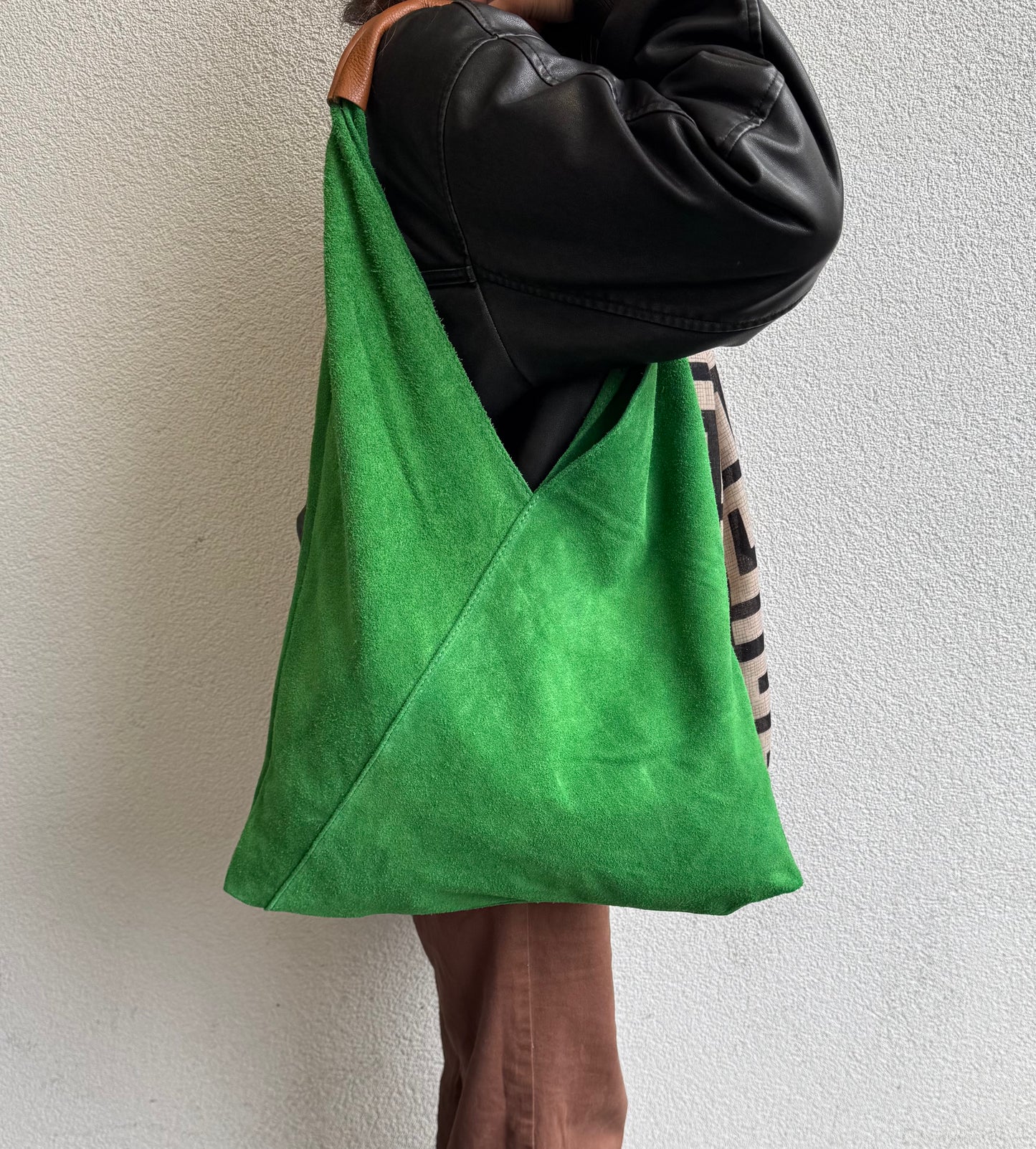 Large Genuine Italian Suede Tote Bag