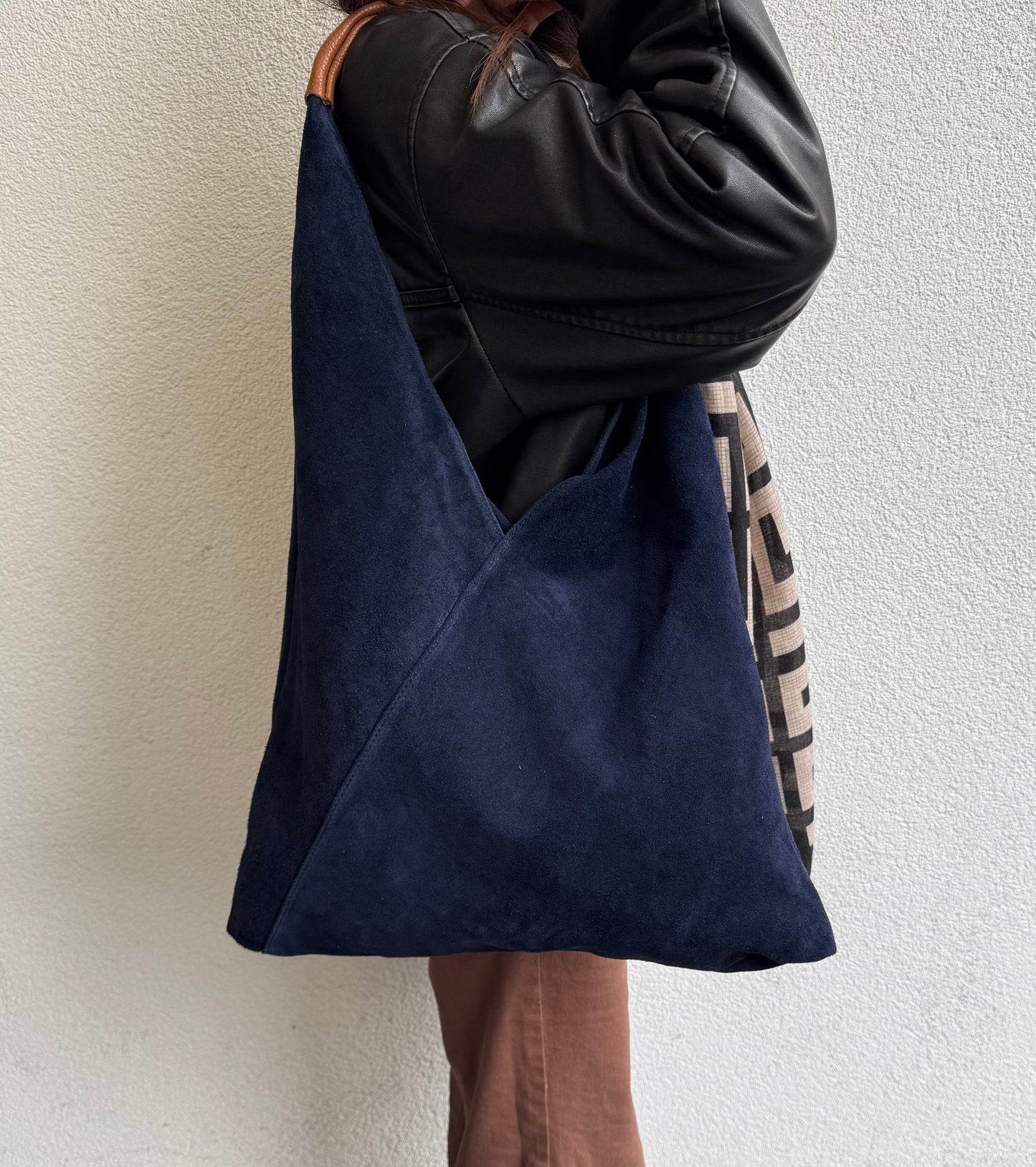 Large Genuine Italian Suede Tote Bag