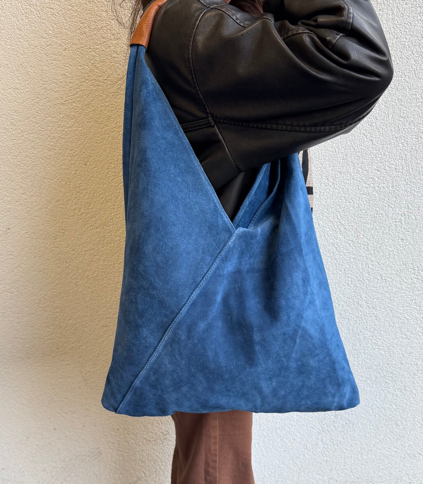 Large Genuine Italian Suede Tote Bag