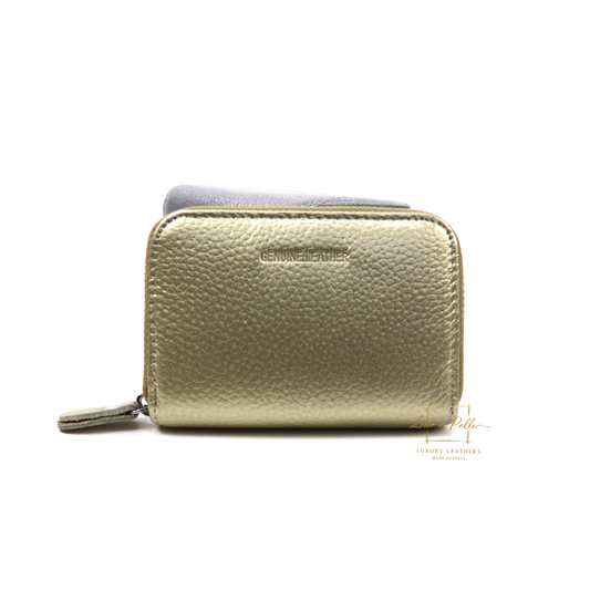 Small Leather Card Holder Wallet - Lussoinpelle Gold