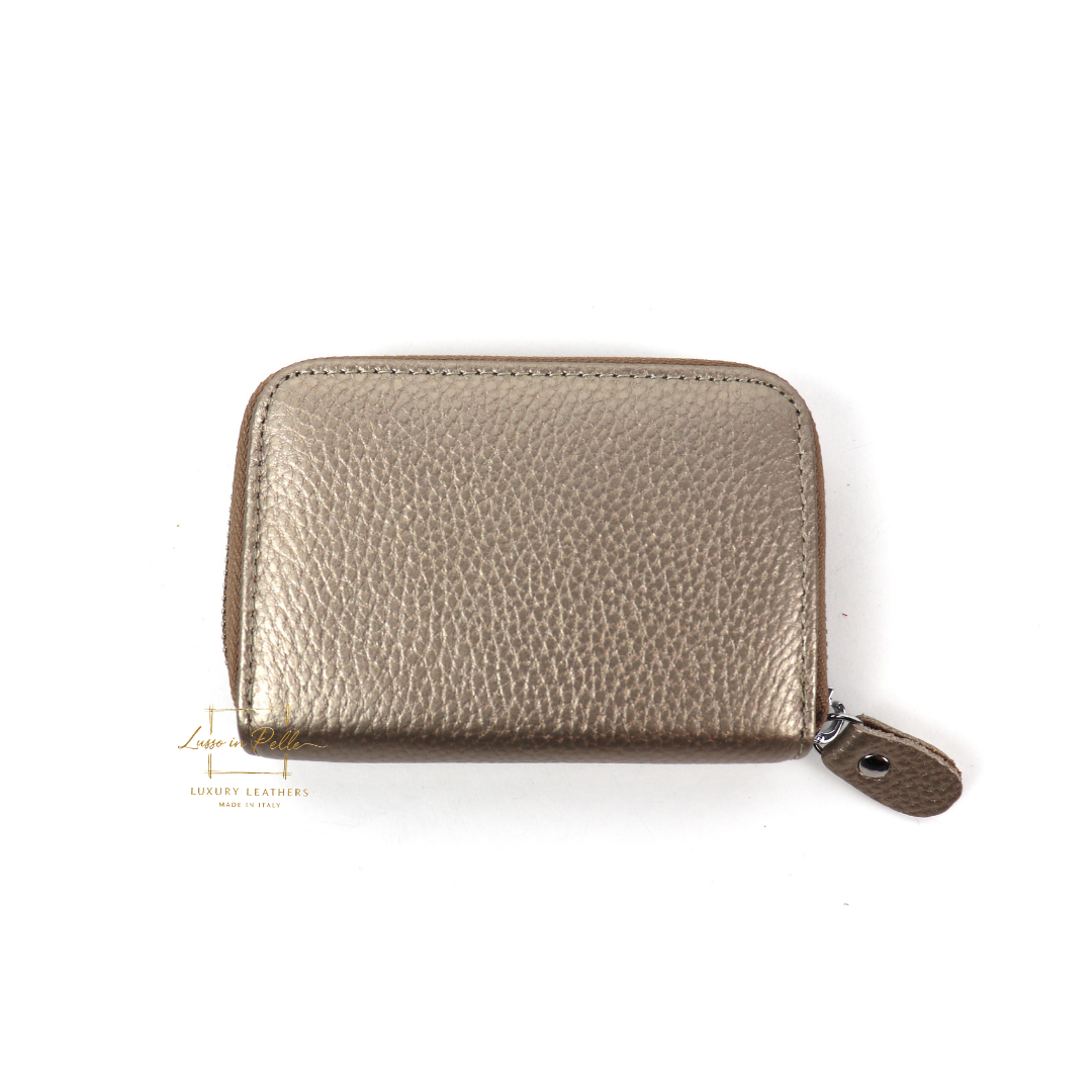 Small Leather Card Holder Wallet - Lussoinpelle Bronze