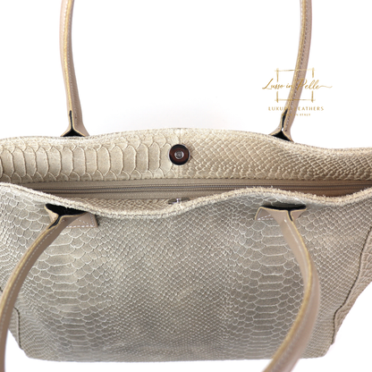 Suede Snake Print Two Style Large Shopper Bag