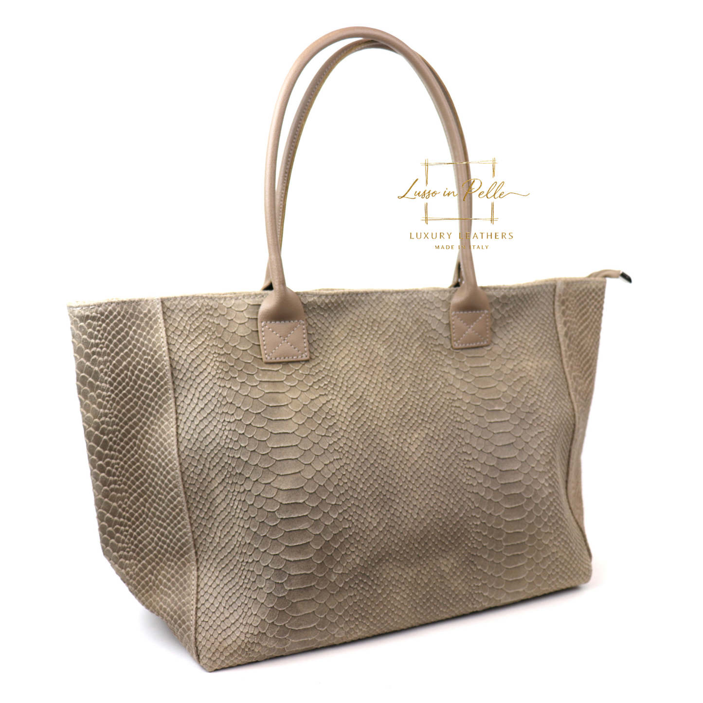Suede Snake Print Two Style Large Shopper Bag
