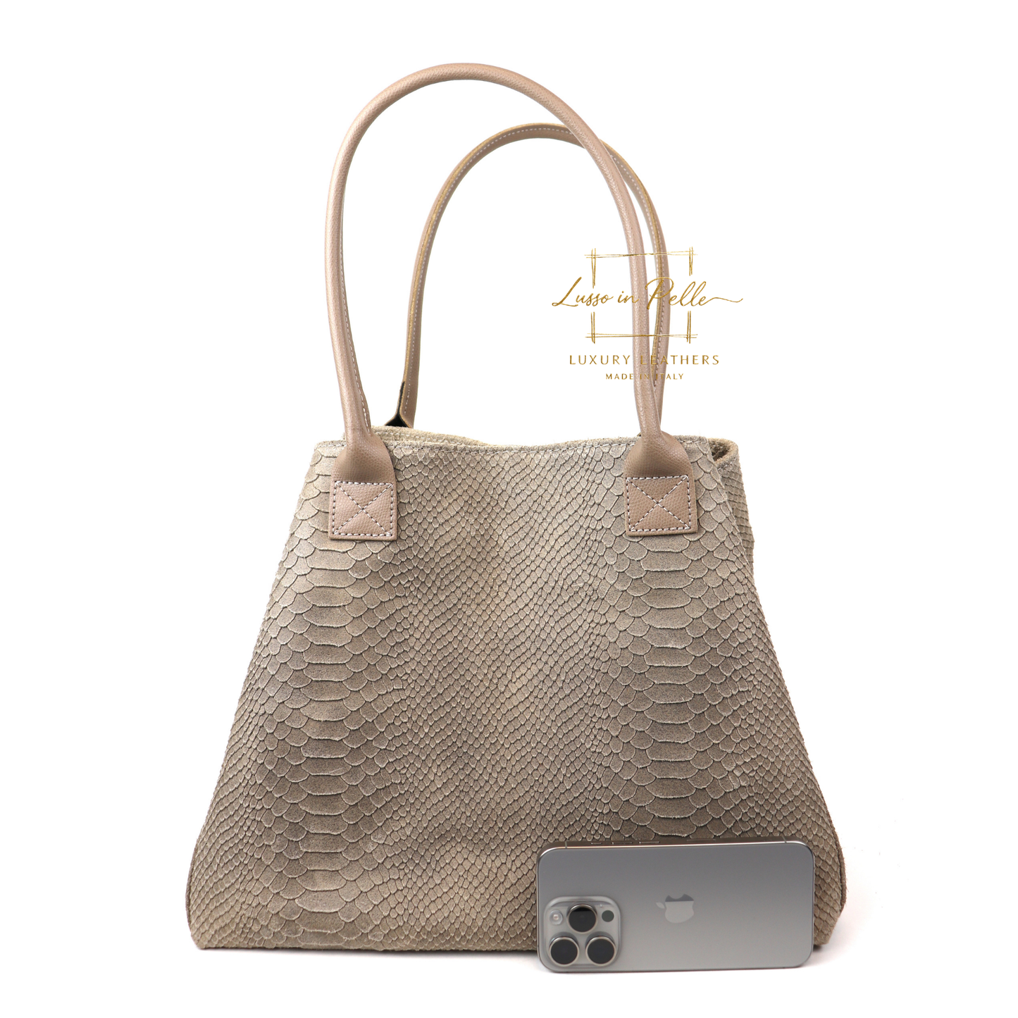 Suede Snake Print Two Style Large Shopper Bag