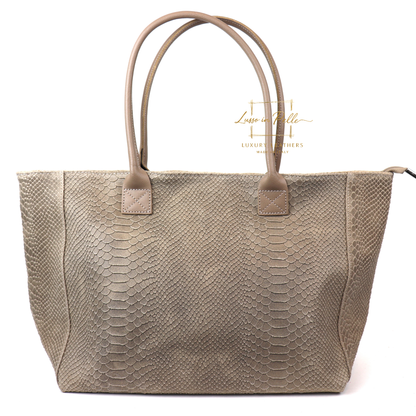 Suede Snake Print Two Style Large Shopper Bag