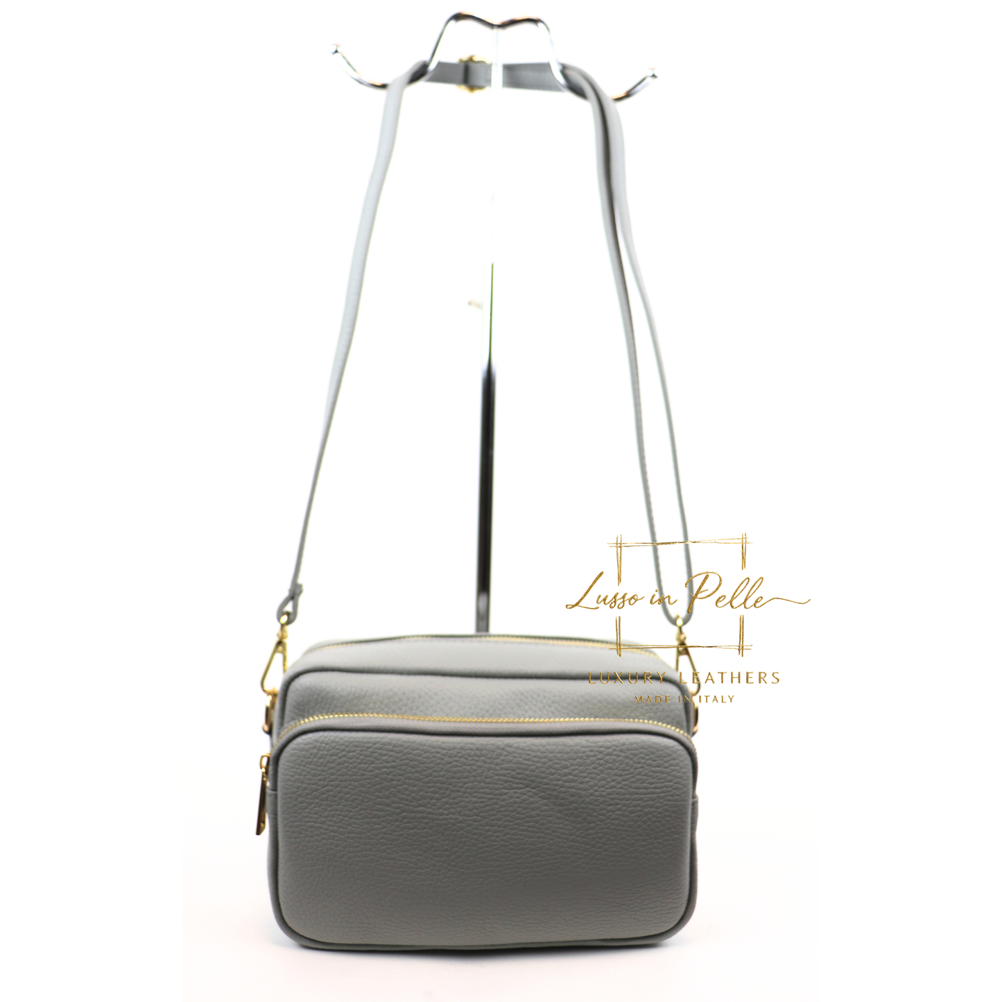 Double Zip Genuine Italian Leather Handbag