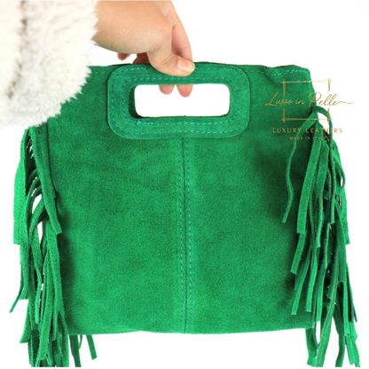 Suede Boho Tassel Crossbody Bag with Adjustable Detachable Straps
