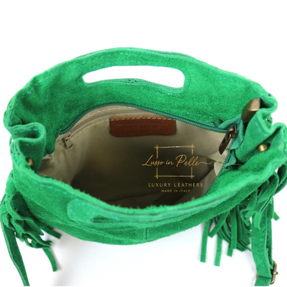Suede Boho Tassel Crossbody Bag with Adjustable Detachable Straps