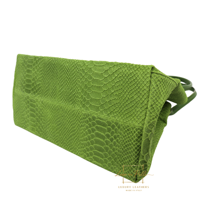 Suede Snake Print Two Style Large Shopper Bag