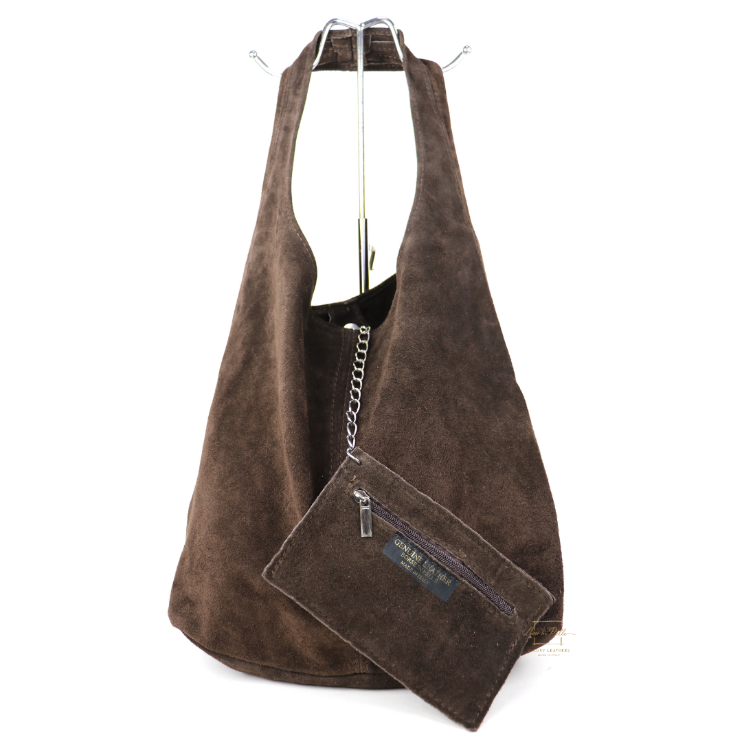 Hobo Slouchy Shoulder Bag - Lussoinpelle chocolate Tote bags