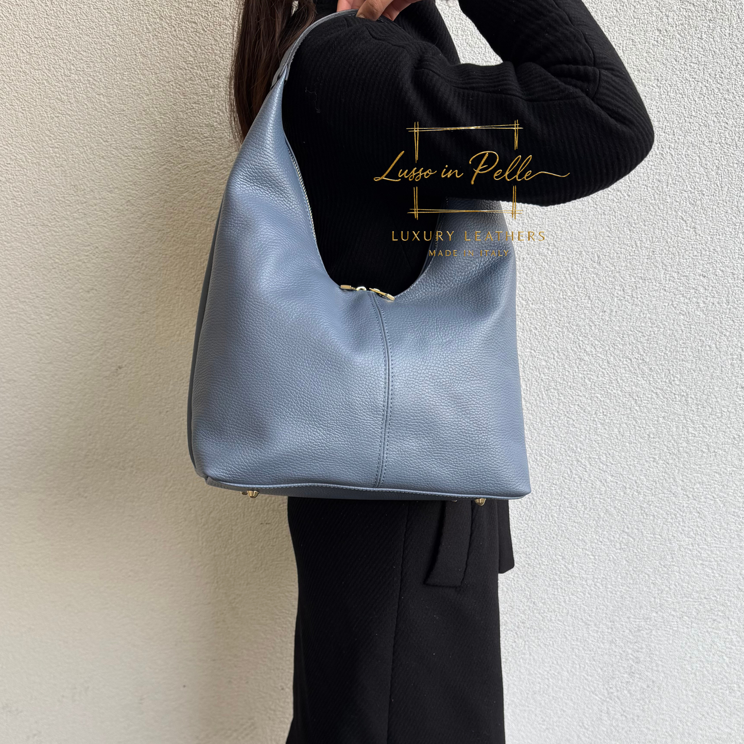 Structured Shoulder Bag with Gold Hardware