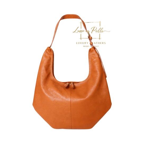 Pebbled Leather Hobo Shoulder Bag with Adjustable Strap
