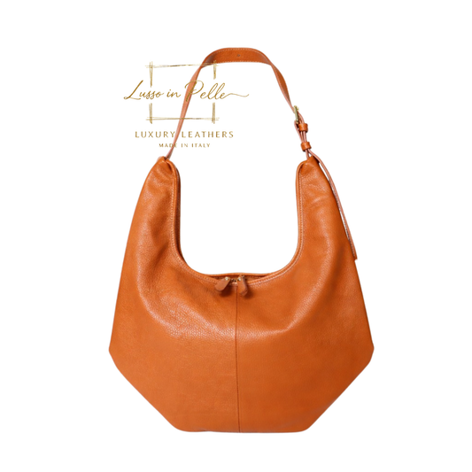 Pebbled Leather Hobo Shoulder Bag with Adjustable Strap