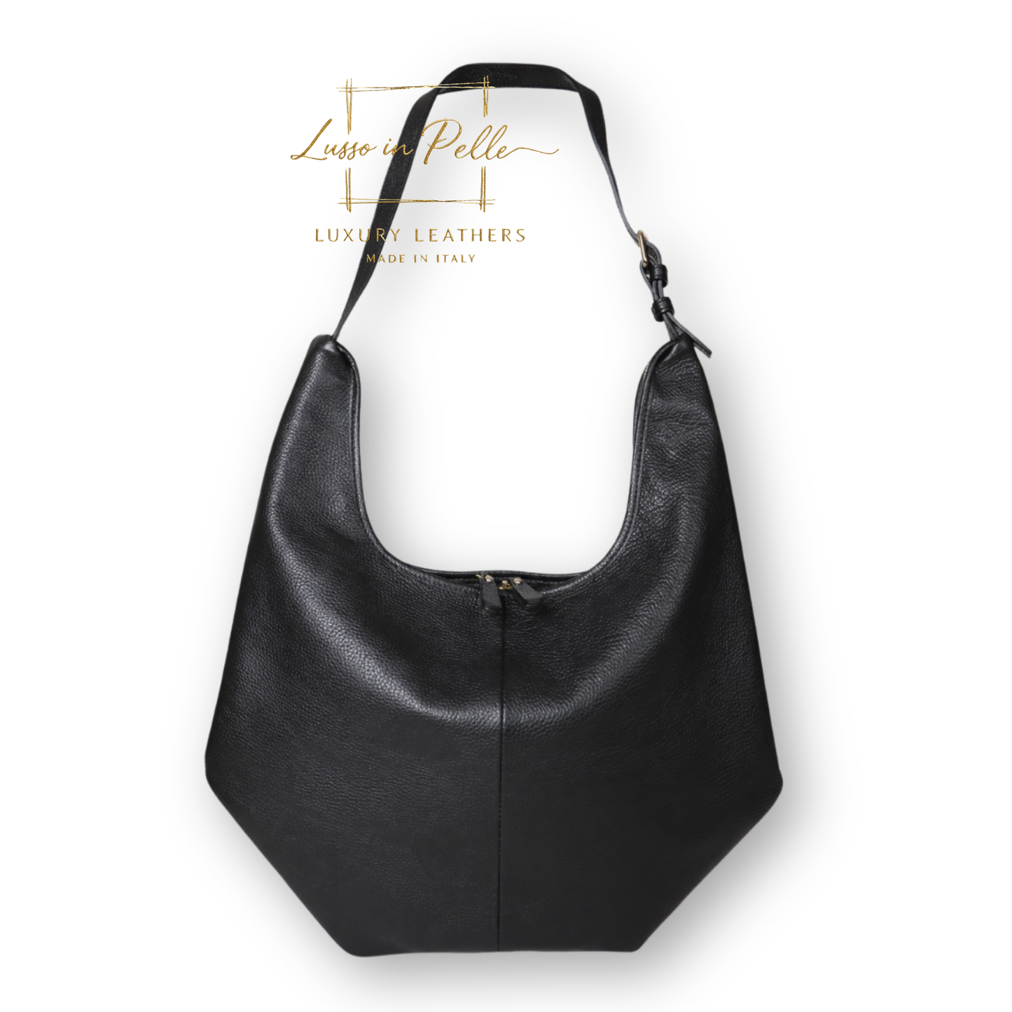 Pebbled Leather Hobo Shoulder Bag with Adjustable Strap