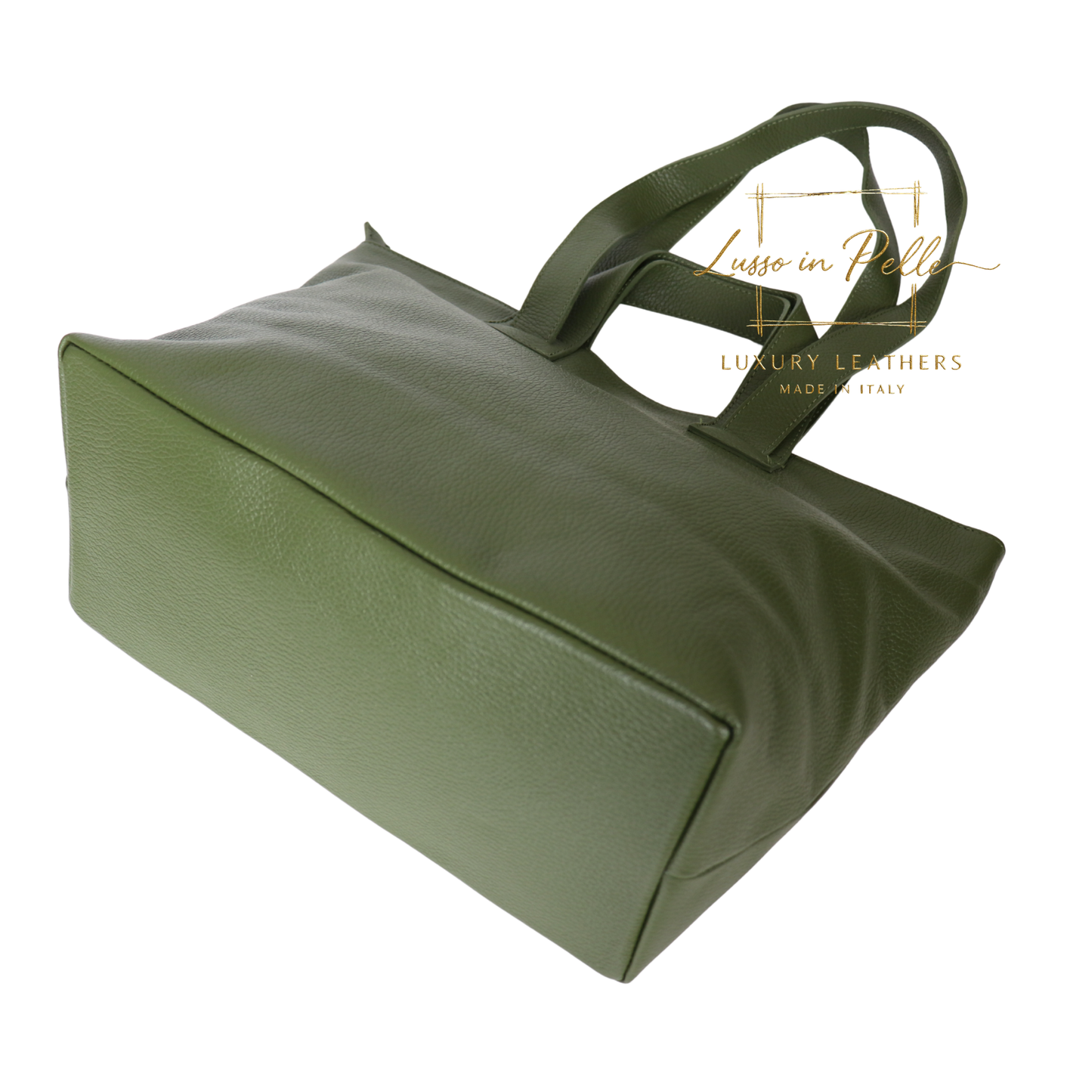 Large Grain Leather Tote Bag with Top Handle and Long Straps