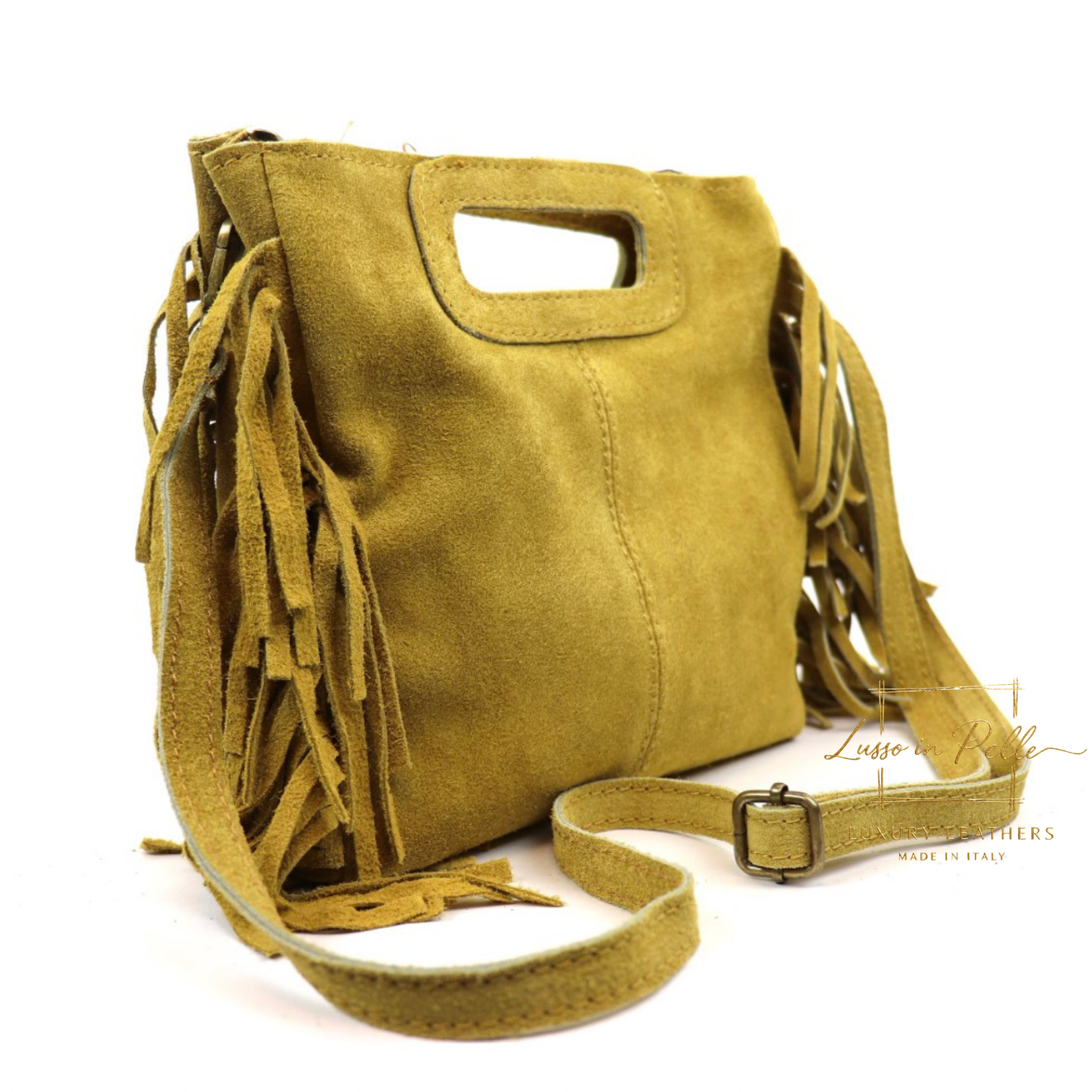 Suede Boho Tassel Crossbody Bag with Adjustable Detachable Straps