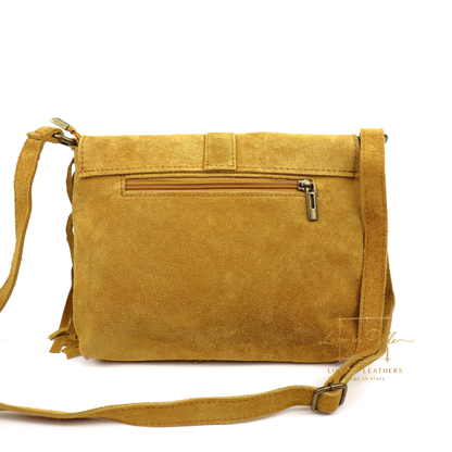 Fringe Suede Crossbody Bag with Adjustable Straps