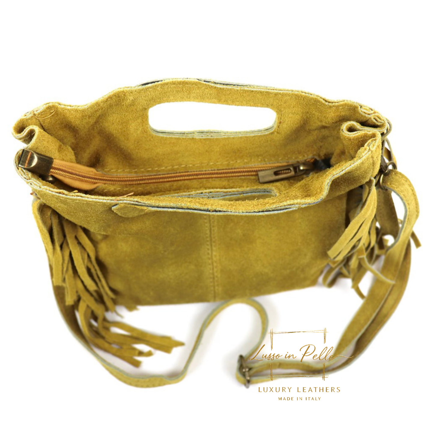 Suede Boho Tassel Crossbody Bag with Adjustable Detachable Straps