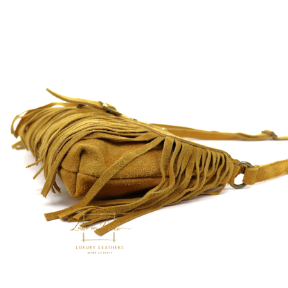 Fringe Suede Crossbody Bag with Adjustable Straps