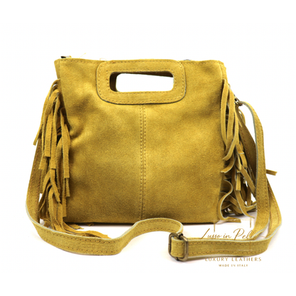 Suede Boho Tassel Crossbody Bag with Adjustable Detachable Straps