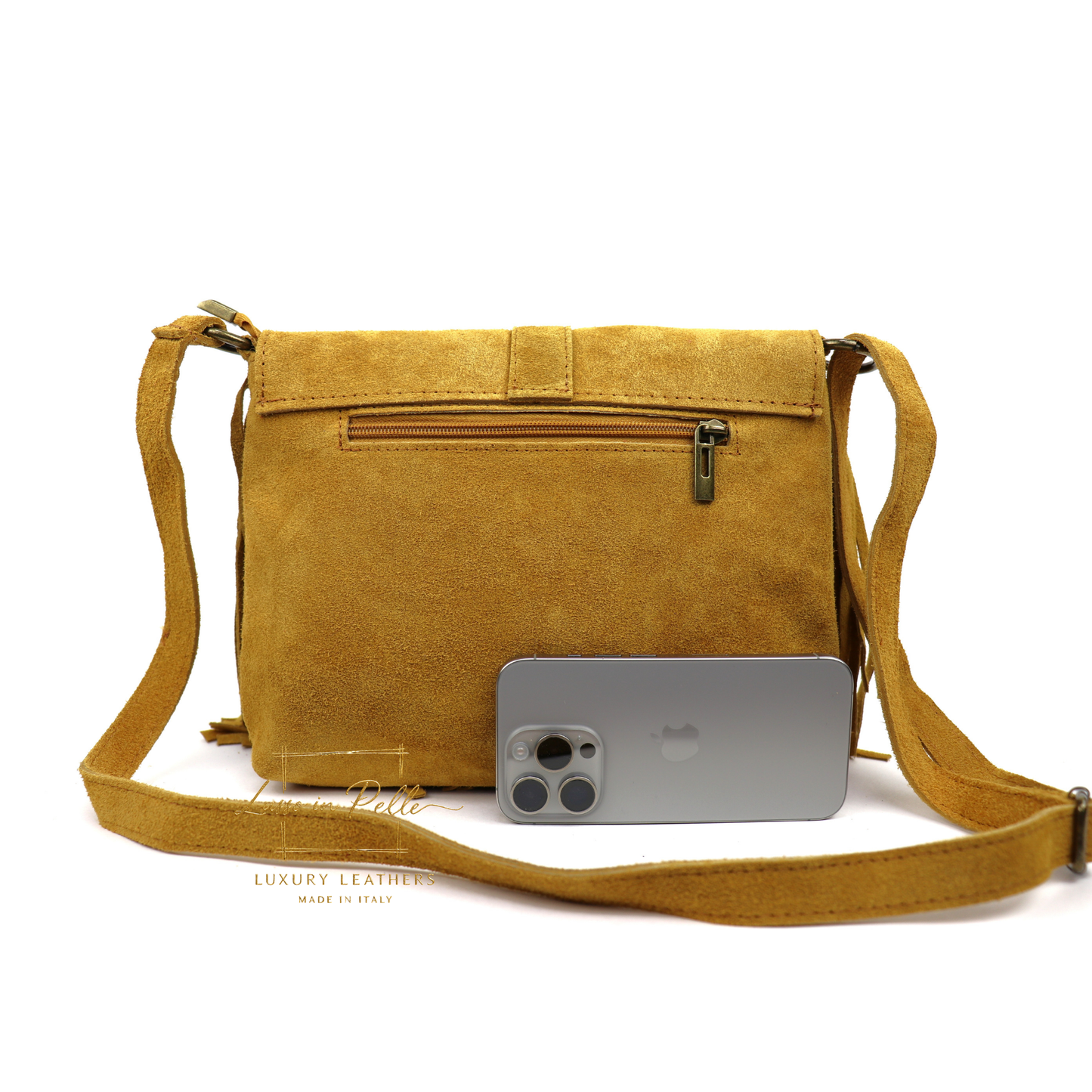Fringe Suede Crossbody Bag with Adjustable Straps