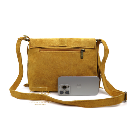 Fringe Suede Crossbody Bag with Adjustable Straps