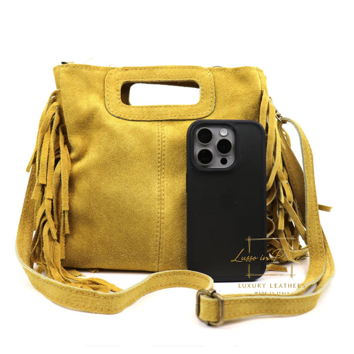 Suede Boho Tassel Crossbody Bag with Adjustable Detachable Straps