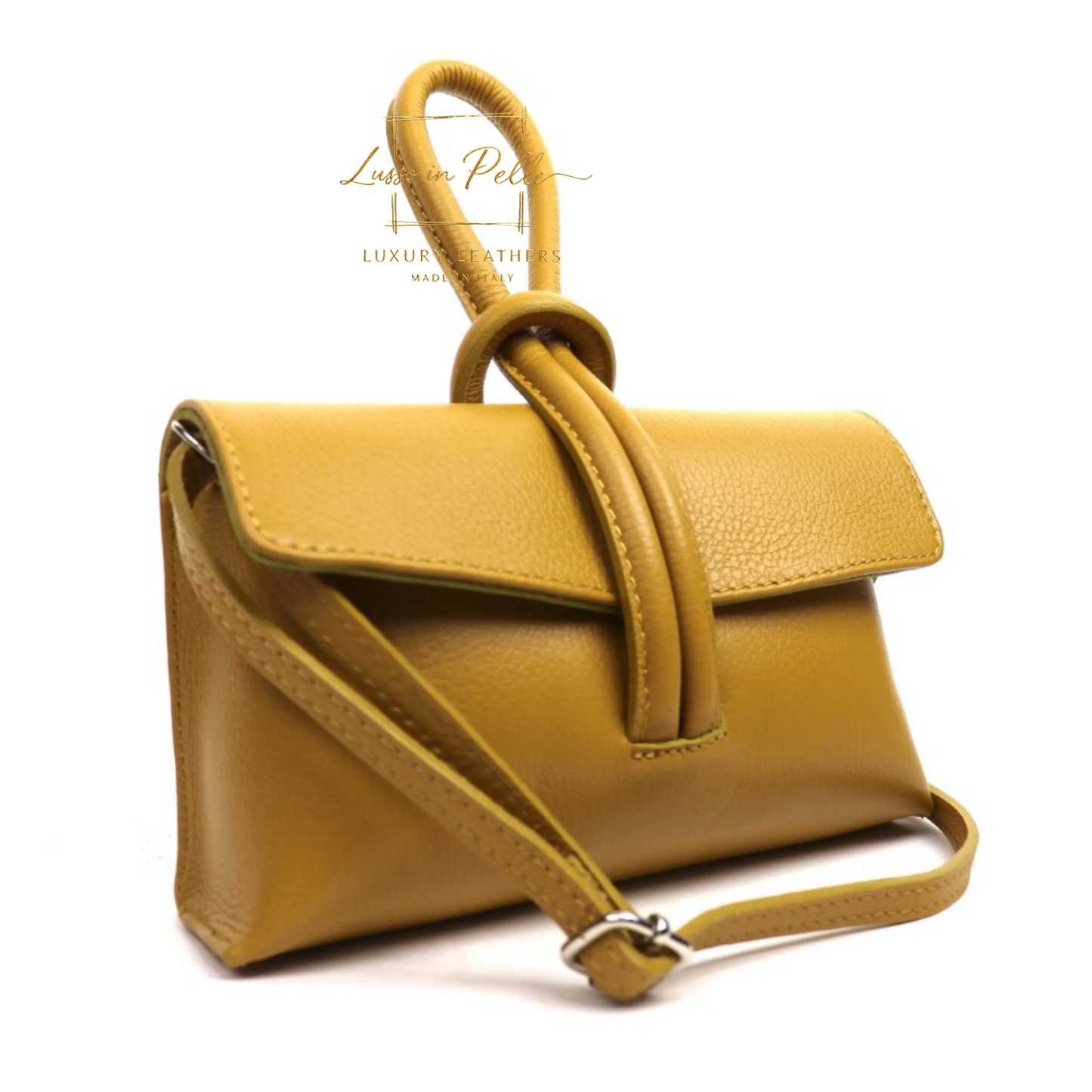 Rose Italian Versatile Leather Bag - Wrist Bag - Clutch Bag