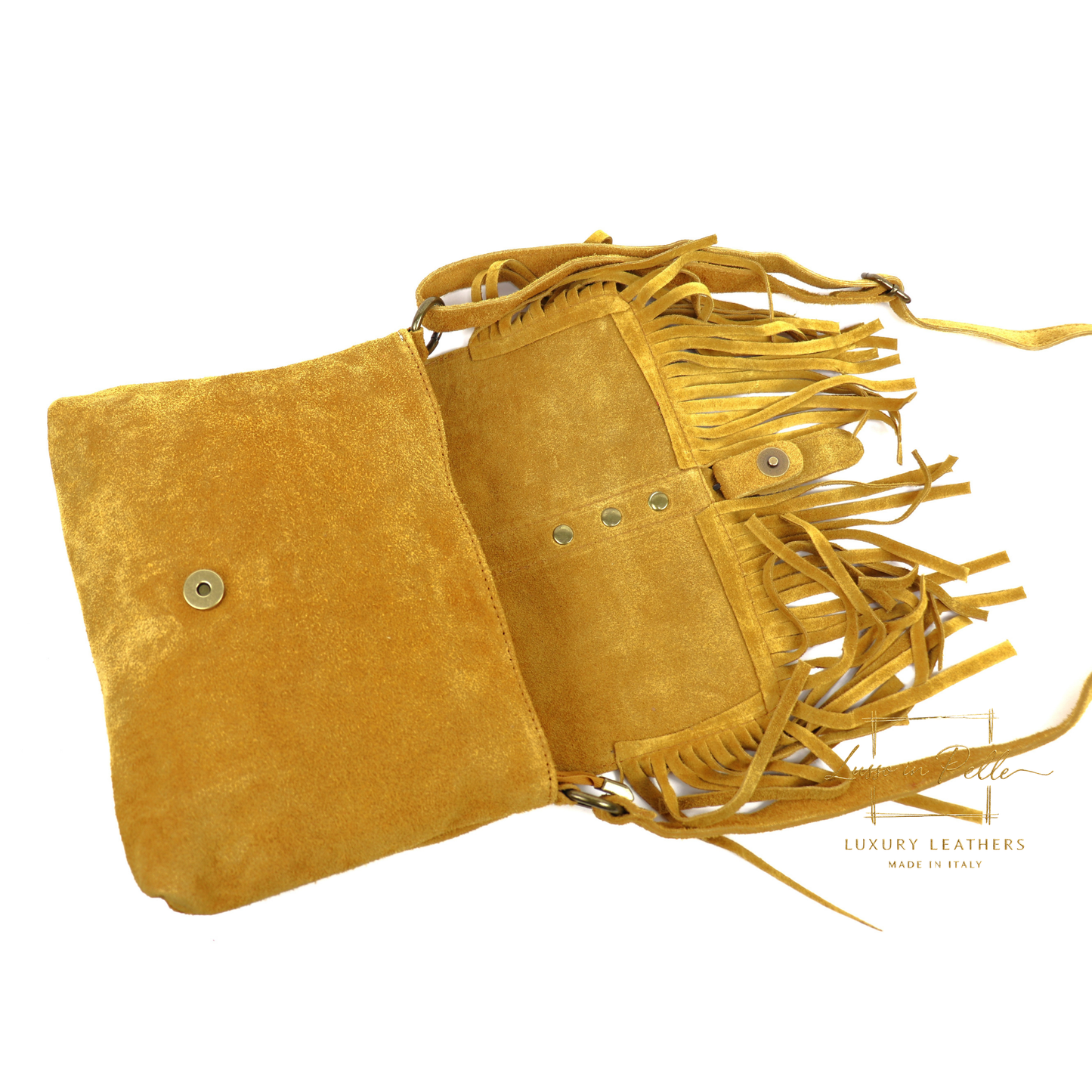 Fringe Suede Crossbody Bag with Adjustable Straps