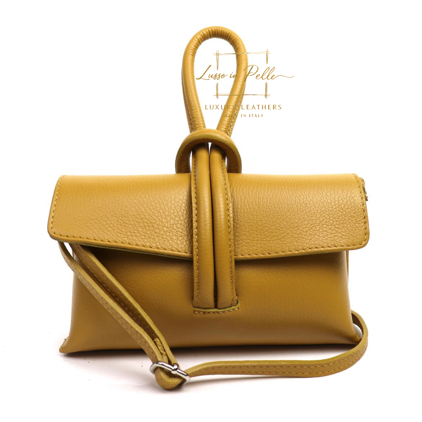 Rose Italian Versatile Leather Bag - Wrist Bag - Clutch Bag