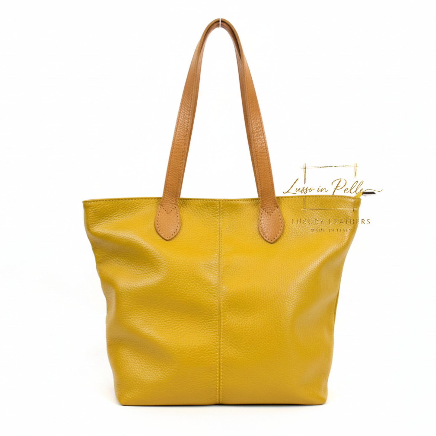 The Essential Tote (Handmade Italian Leather Shoulder Bag Tan Handle)