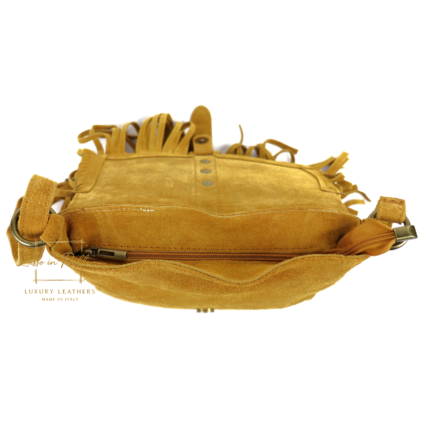 Fringe Suede Crossbody Bag with Adjustable Straps