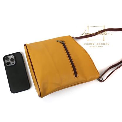Genuine Soft Italian Leather Crossbody Messenger Handbag