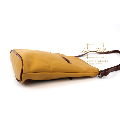 Genuine Soft Italian Leather Crossbody Messenger Handbag