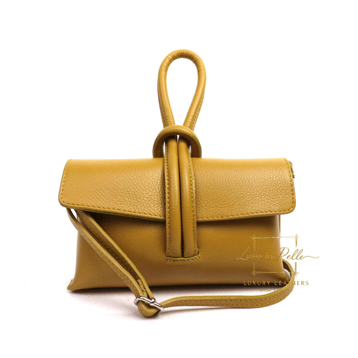 Rose Italian Leather Versatile Leather Bag - Wrist Bag - Clutch Bag