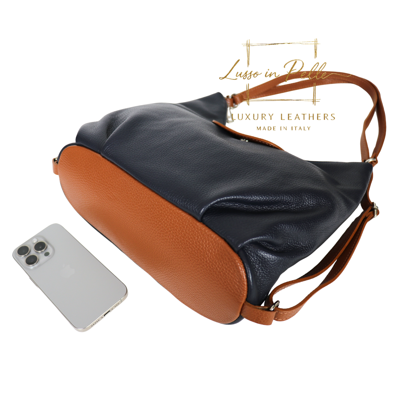 Grain Leather Two-Way Backpack & Crossbody