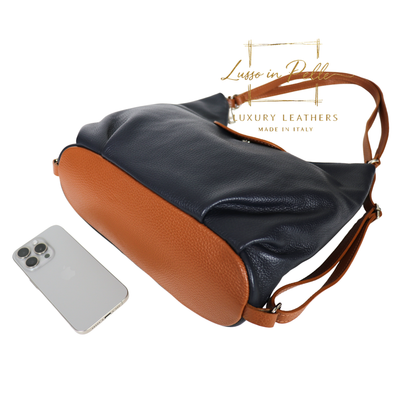 Grain Leather Two-Way Backpack & Crossbody