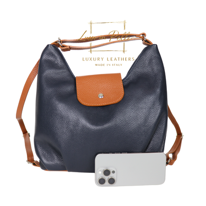 Grain Leather Two-Way Backpack & Crossbody
