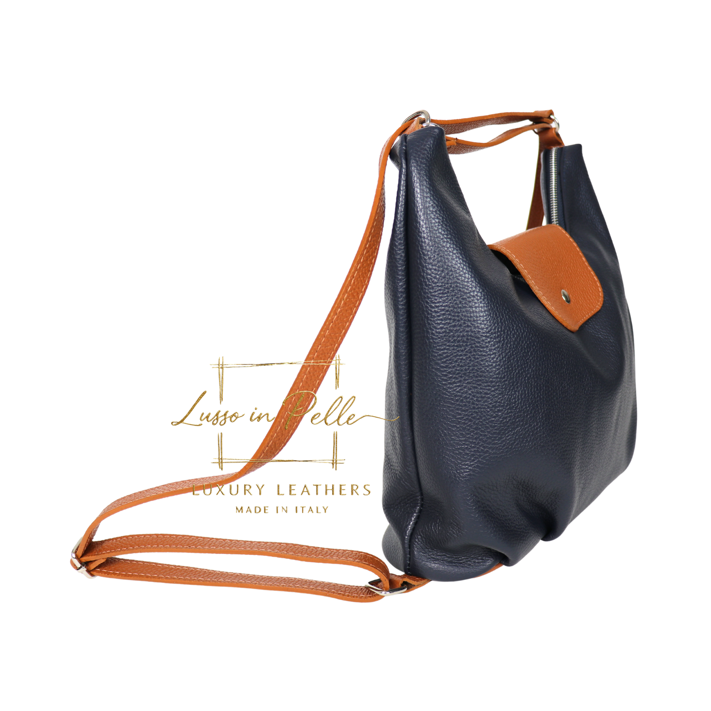 Grain Leather Two-Way Backpack & Crossbody