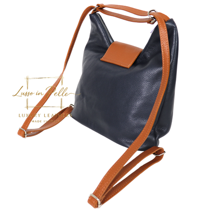 Grain Leather Two-Way Backpack & Crossbody