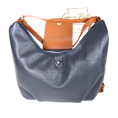 Grain Leather Two-Way Backpack & Crossbody