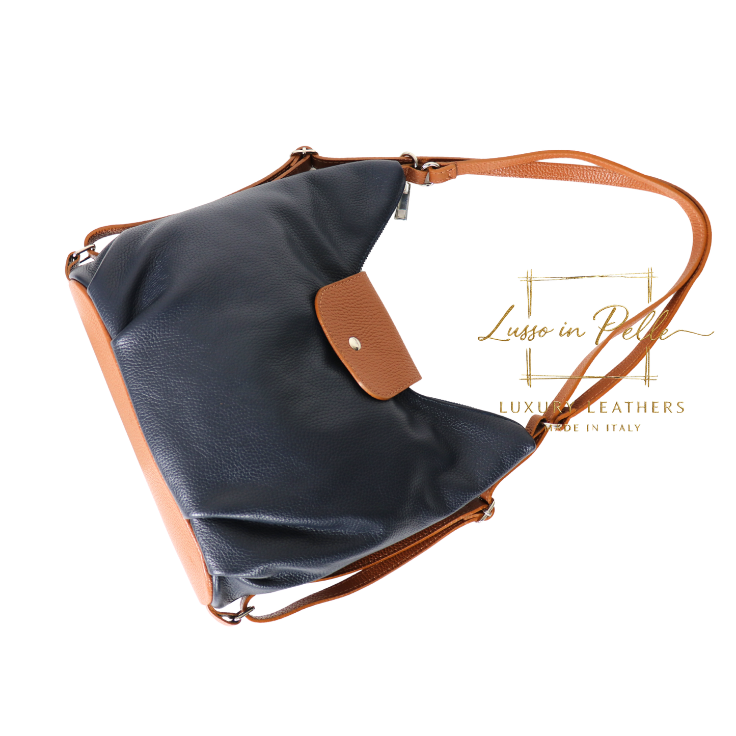 Grain Leather Two-Way Backpack & Crossbody