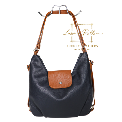 Grain Leather Two-Way Backpack & Crossbody