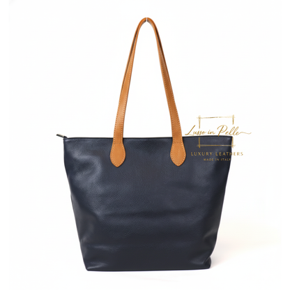The Essential Tote (Handmade Italian Leather Shoulder Bag Tan Handle)